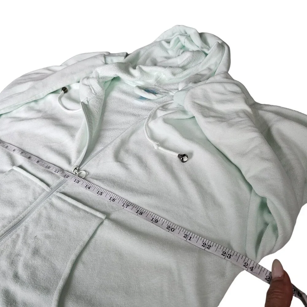 Vanity Fair Women's mint Green long Sleeved zipper Robe Pajamas Fleece size S